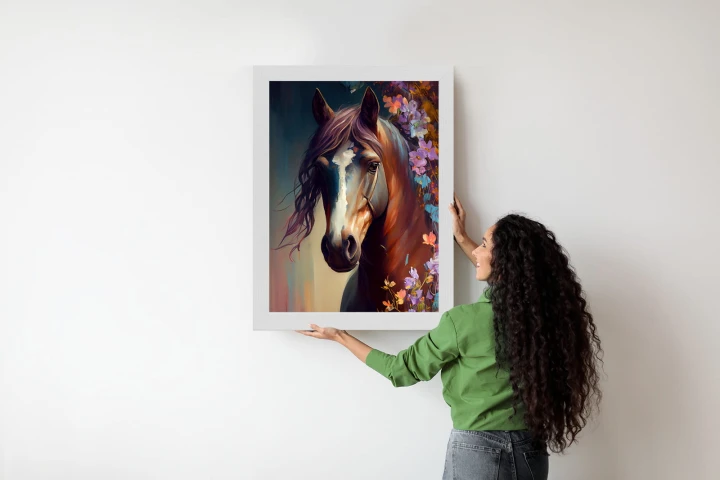 Plakat Portret Konia W Kwiatach