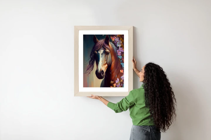Plakat Portret Konia W Kwiatach