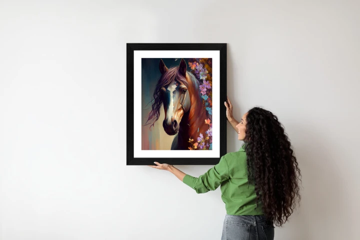 Plakat Portret Konia W Kwiatach