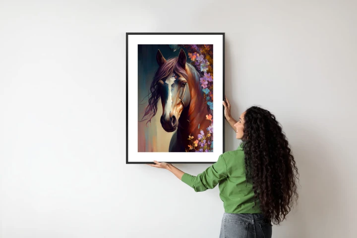 Plakat Portret Konia W Kwiatach