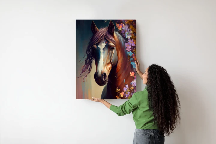 Plakat Portret Konia W Kwiatach
