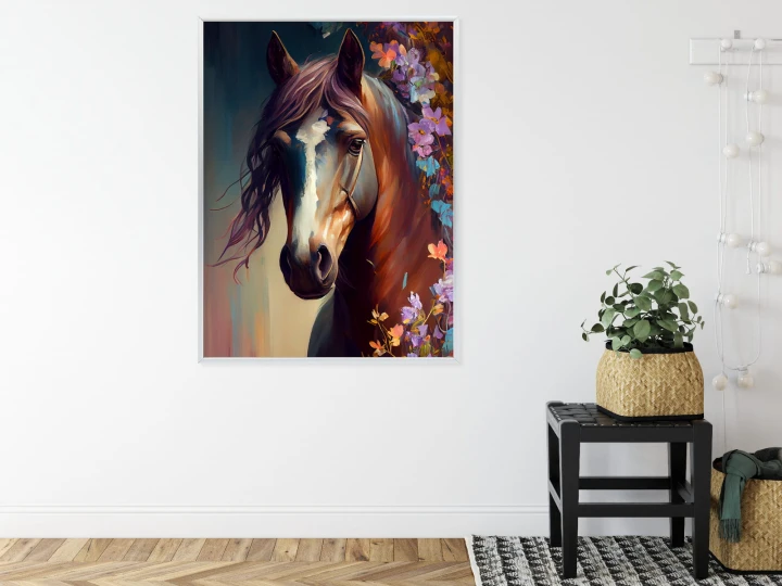 Plakat Portret Konia W Kwiatach