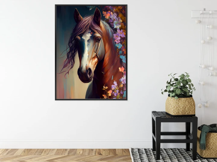 Plakat Portret Konia W Kwiatach