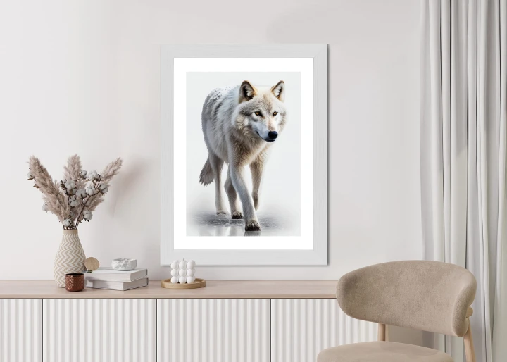 Plakat Majestatyczny Wilk Na Białym Tle
