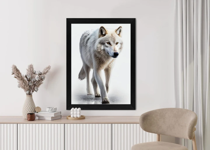 Plakat Majestatyczny Wilk Na Białym Tle