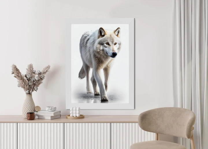 Plakat Majestatyczny Wilk Na Białym Tle