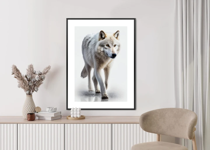 Plakat Majestatyczny Wilk Na Białym Tle