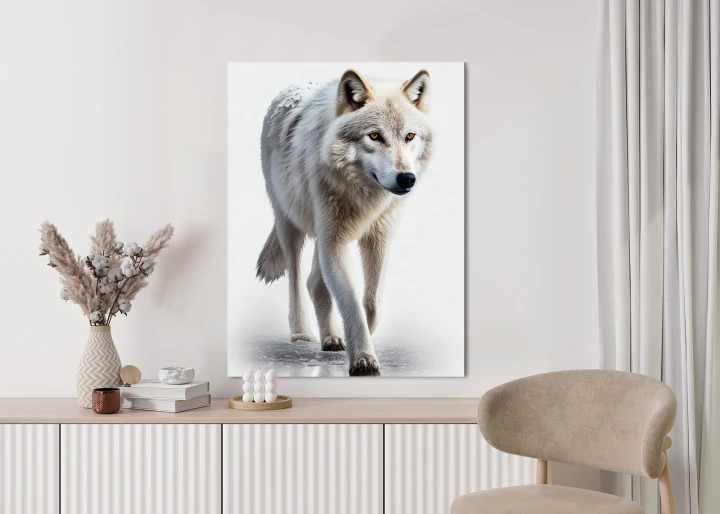 Plakat Majestatyczny Wilk Na Białym Tle