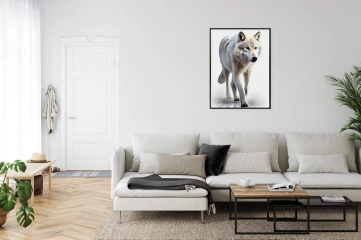 Plakat Majestatyczny Wilk Na Białym Tle