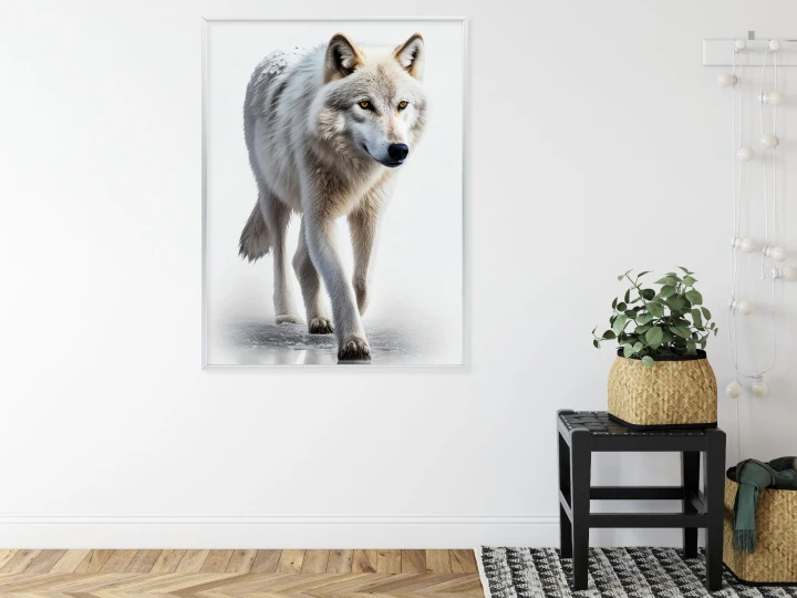 Plakat Majestatyczny Wilk Na Białym Tle