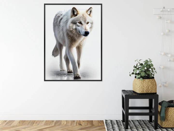 Plakat Majestatyczny Wilk Na Białym Tle