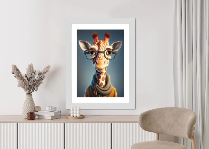 Plakat Żyrafa W Kurtce I Szaliku