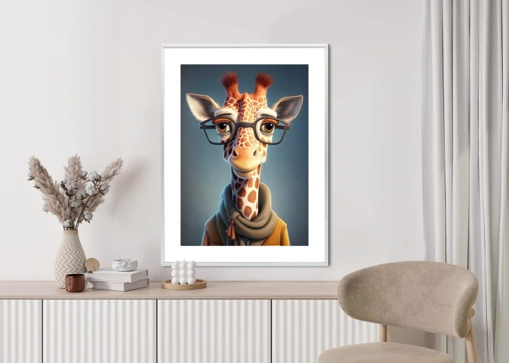 Plakat Żyrafa W Kurtce I Szaliku