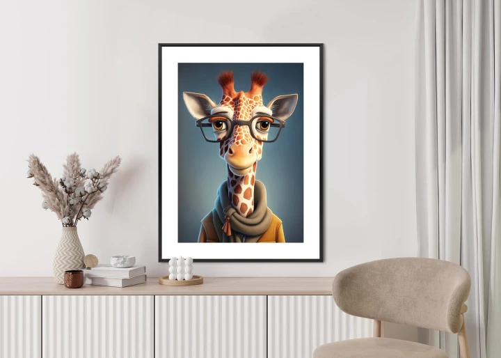 Plakat Żyrafa W Kurtce I Szaliku