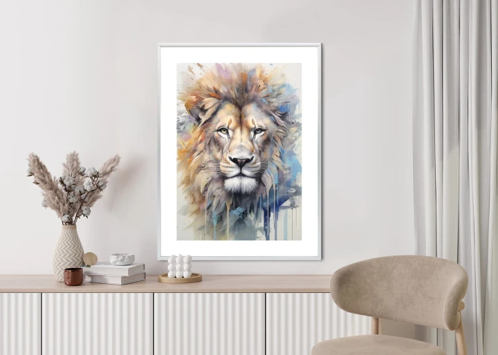 Plakat Malowana Farbami Głowa Lwa