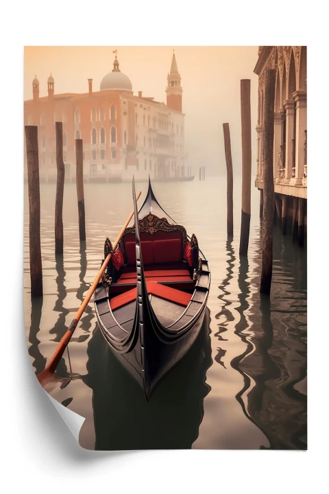 Plakat Gondola Na Tle Weneckiego Krajobrazu