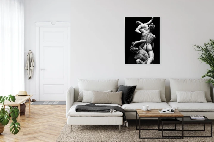 Plakat Włoskie Posągi Na Czarnym Tle