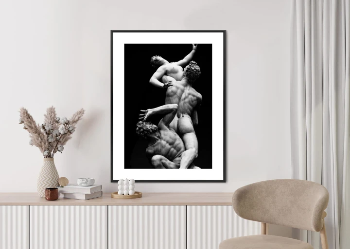 Plakat Włoskie Posągi Na Czarnym Tle