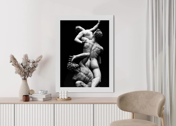 Plakat Włoskie Posągi Na Czarnym Tle