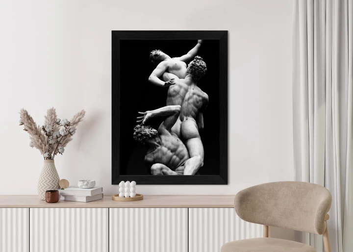 Plakat Włoskie Posągi Na Czarnym Tle