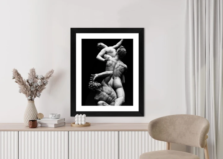 Plakat Włoskie Posągi Na Czarnym Tle