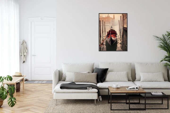 Plakat Gondola Na Tle Weneckiego Krajobrazu