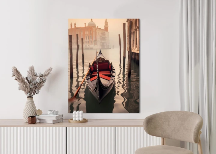 Plakat Gondola Na Tle Weneckiego Krajobrazu