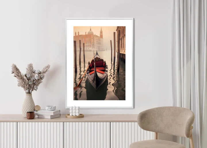 Plakat Gondola Na Tle Weneckiego Krajobrazu