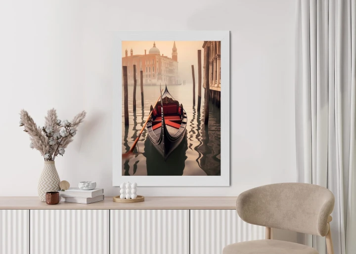 Plakat Gondola Na Tle Weneckiego Krajobrazu