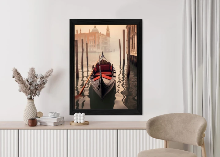 Plakat Gondola Na Tle Weneckiego Krajobrazu