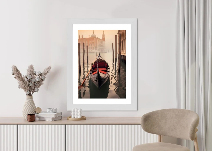 Plakat Gondola Na Tle Weneckiego Krajobrazu