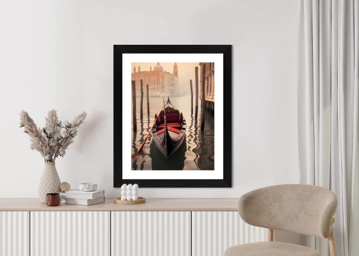 Plakat Gondola Na Tle Weneckiego Krajobrazu