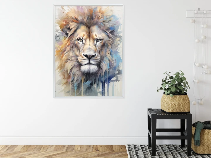 Plakat Malowana Farbami Głowa Lwa