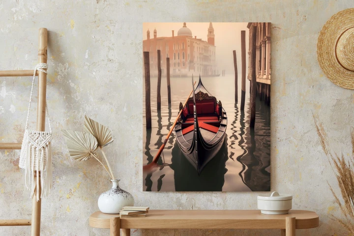 Plakat Gondola Na Tle Weneckiego Krajobrazu