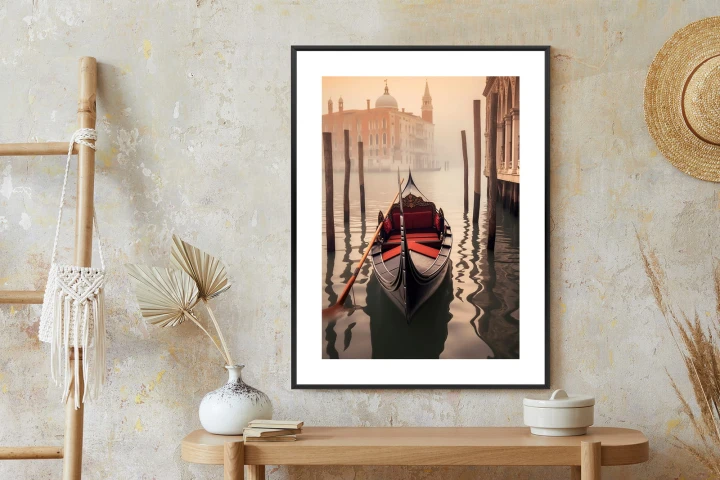 Plakat Gondola Na Tle Weneckiego Krajobrazu