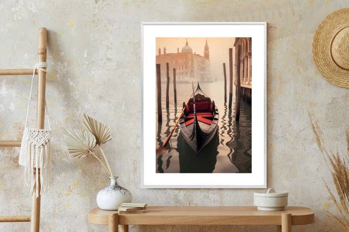 Plakat Gondola Na Tle Weneckiego Krajobrazu