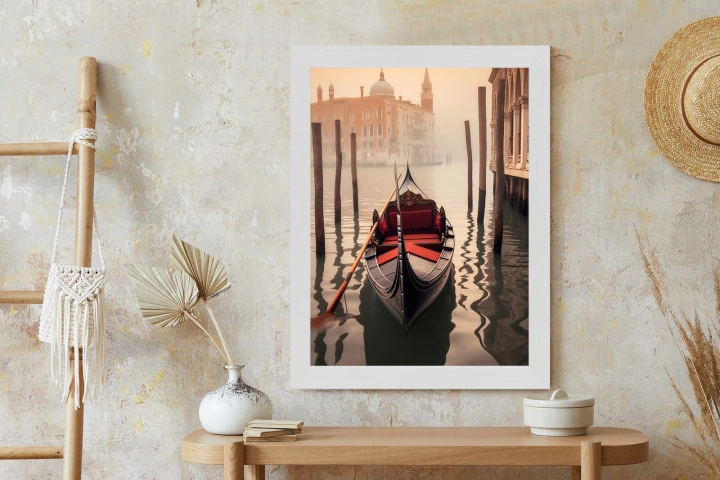 Plakat Gondola Na Tle Weneckiego Krajobrazu