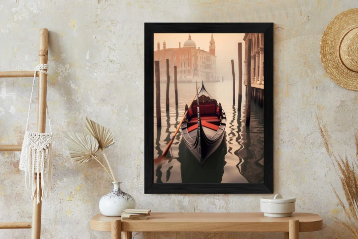 Plakat Gondola Na Tle Weneckiego Krajobrazu