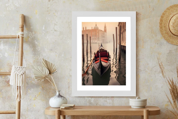 Plakat Gondola Na Tle Weneckiego Krajobrazu