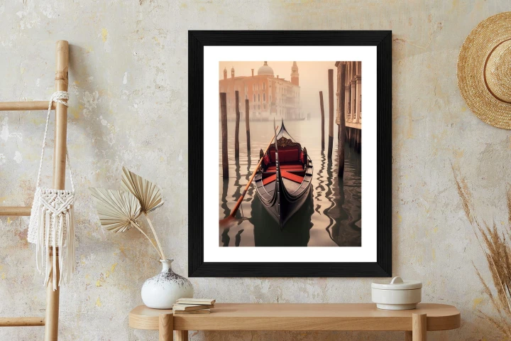 Plakat Gondola Na Tle Weneckiego Krajobrazu