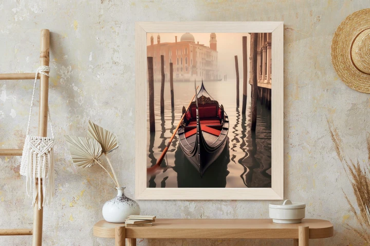 Plakat Gondola Na Tle Weneckiego Krajobrazu