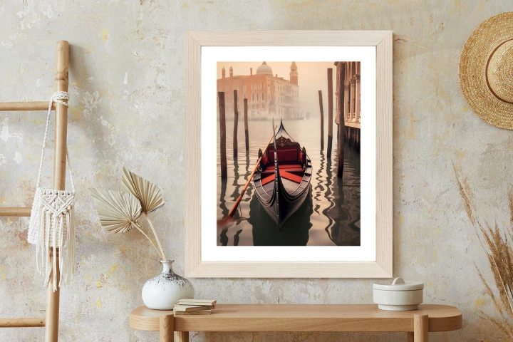 Plakat Gondola Na Tle Weneckiego Krajobrazu