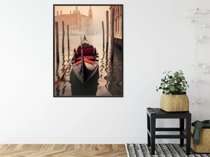 Plakat Gondola Na Tle Weneckiego Krajobrazu