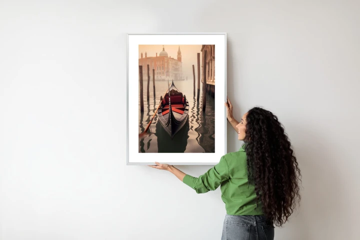 Plakat Gondola Na Tle Weneckiego Krajobrazu