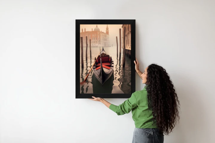 Plakat Gondola Na Tle Weneckiego Krajobrazu