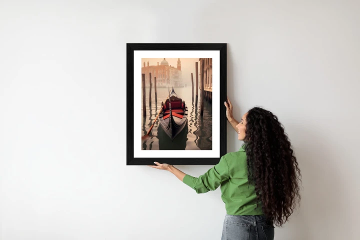 Plakat Gondola Na Tle Weneckiego Krajobrazu