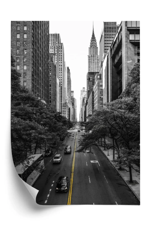 Plakat Czarno Biała Ulica Manhattanu W Nowym Jorku