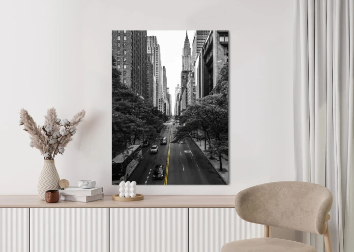 Plakat Czarno Biała Ulica Manhattanu W Nowym Jorku