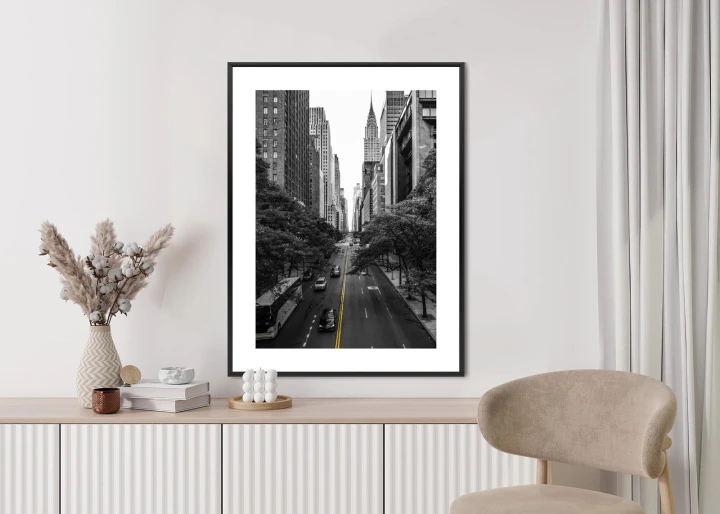 Plakat Czarno Biała Ulica Manhattanu W Nowym Jorku