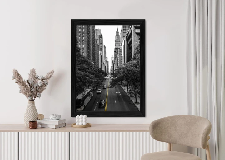 Plakat Czarno Biała Ulica Manhattanu W Nowym Jorku